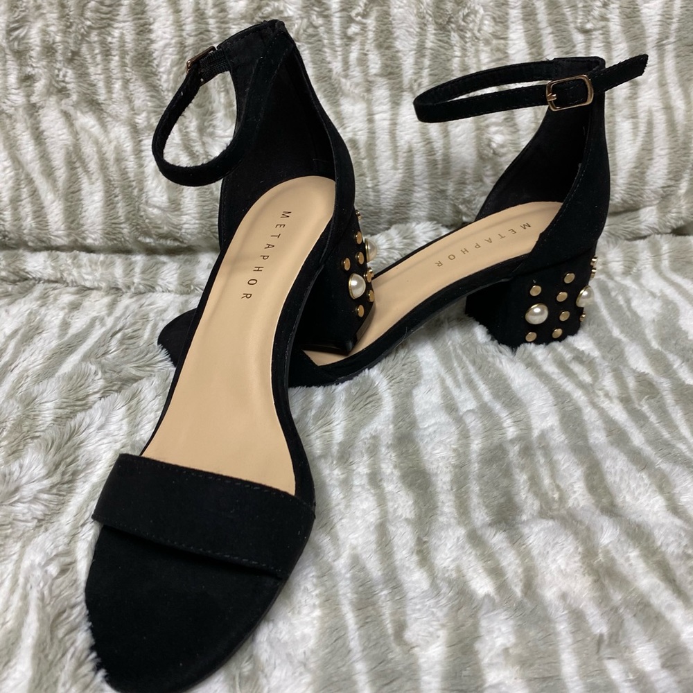 Metaphor strappy suede pumps